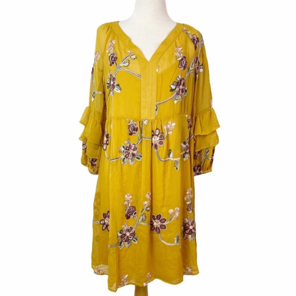 Anthropologie Fig & Flower Boho embroidered dress